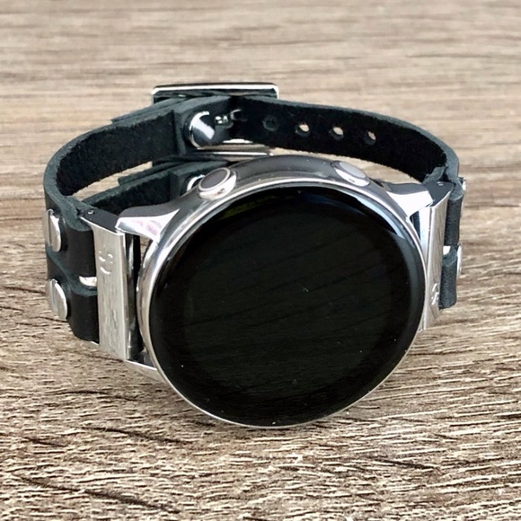 Galaxy Active2 Black Leather Double Strap Bracelet main image 4